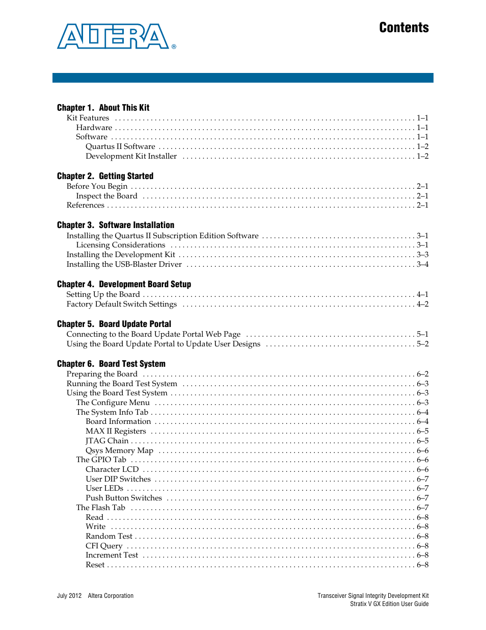 Altera Signal Integrity Development Kit, Stratix V GX Edition User Manual | Page 3 / 52