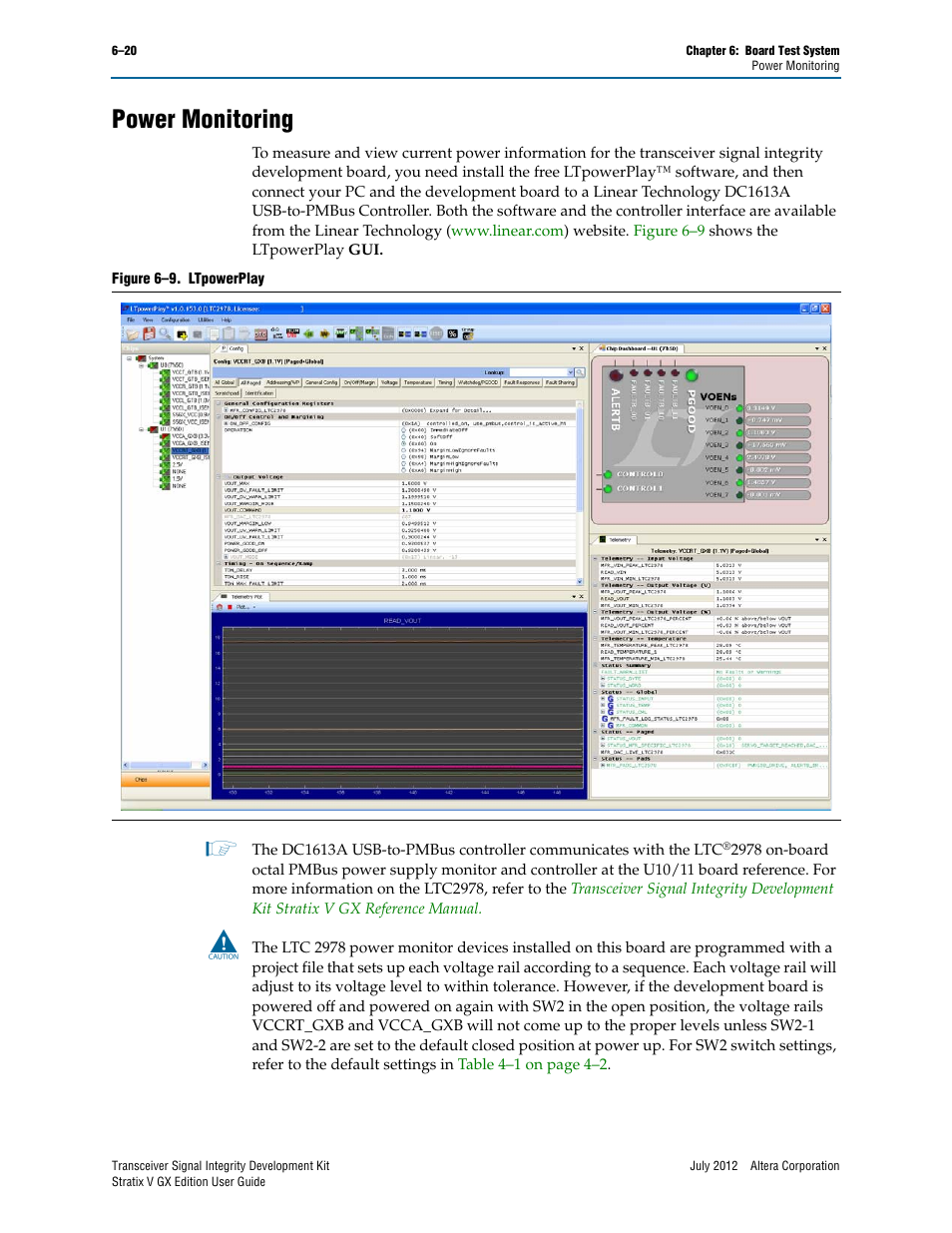 Power monitoring, Power monitoring –20 | Altera Signal Integrity Development Kit, Stratix V GX Edition User Manual | Page 40 / 52