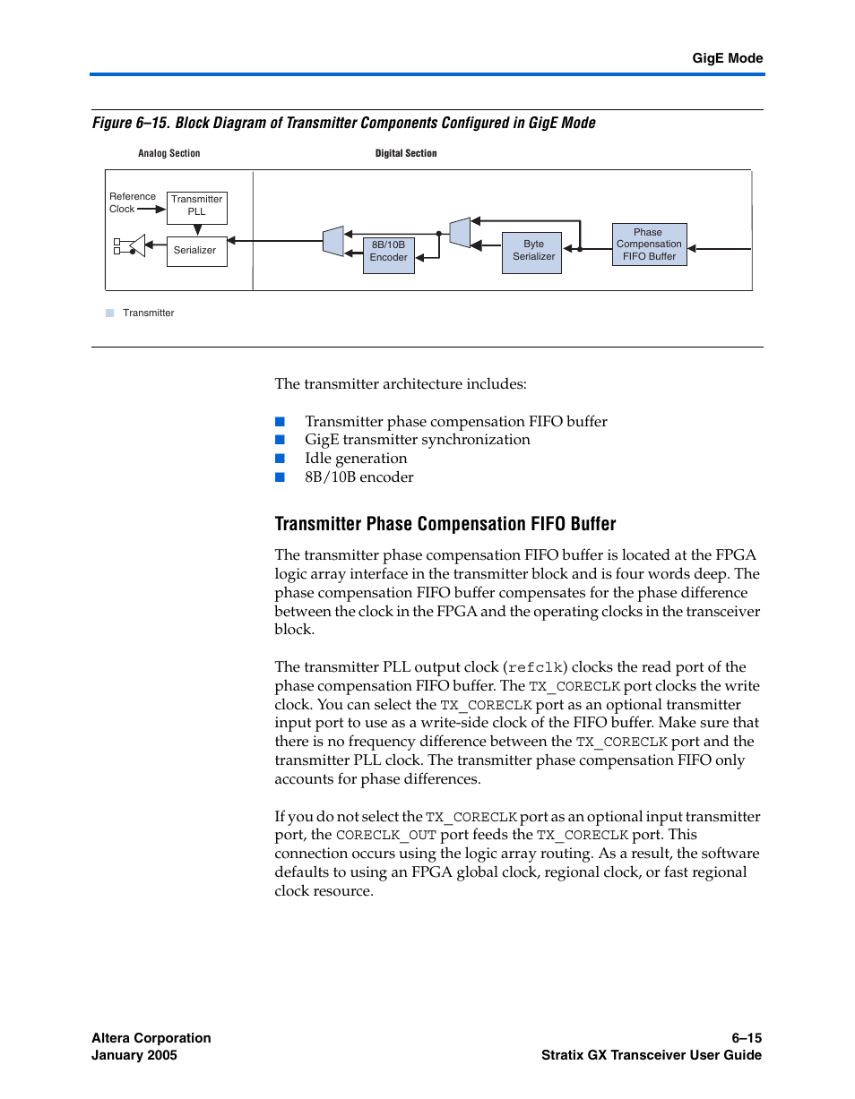 Transmitter phase compensation fifo buffer | Altera Stratix GX Transceiver User Manual | Page 169 / 318