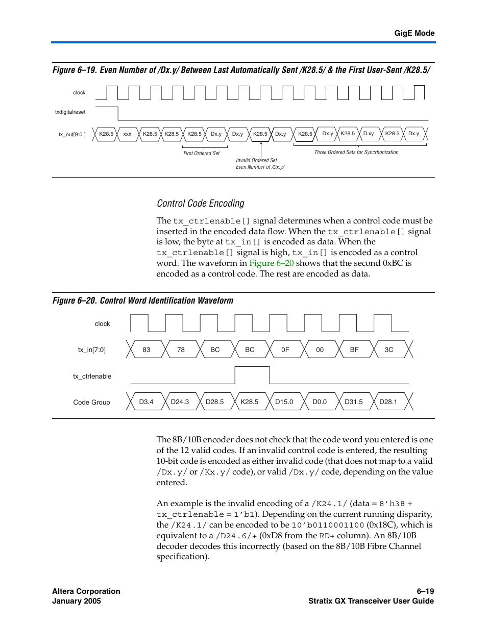 Control code encoding | Altera Stratix GX Transceiver User Manual | Page 173 / 318