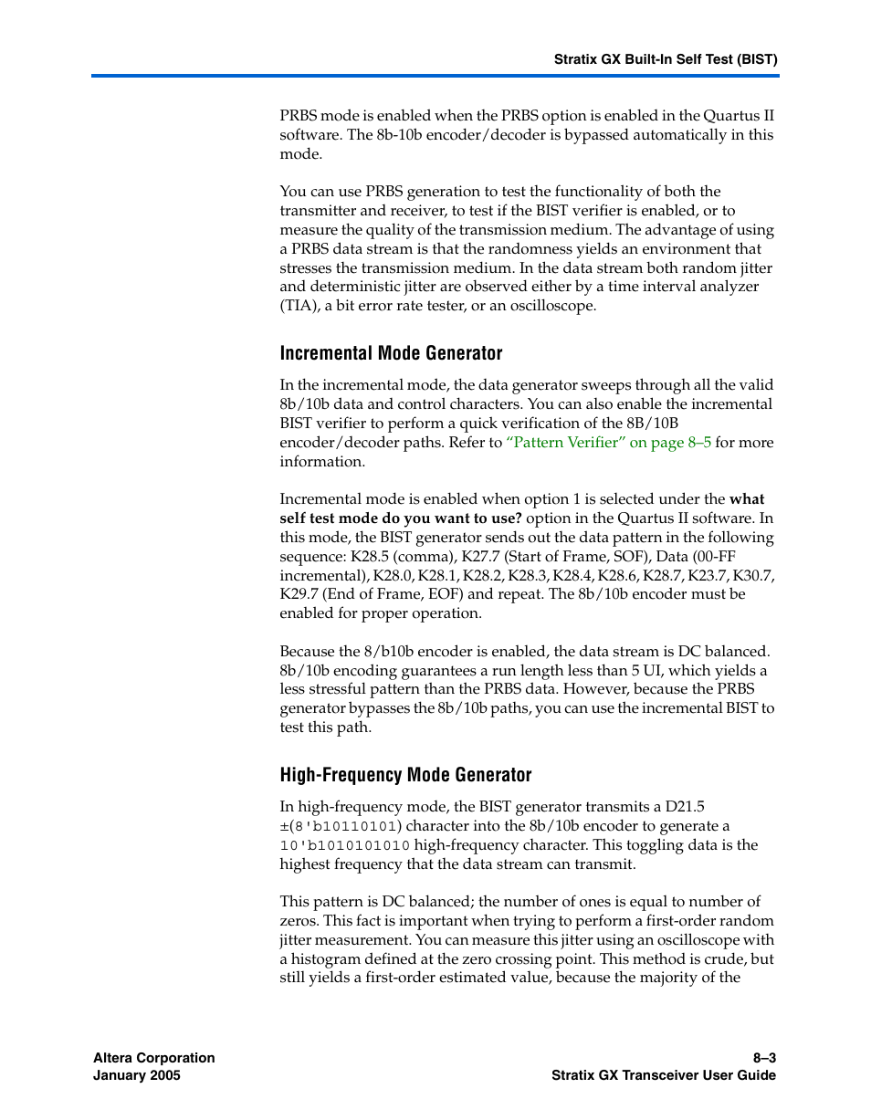 Incremental mode generator, High-frequency mode generator | Altera Stratix GX Transceiver User Manual | Page 207 / 318
