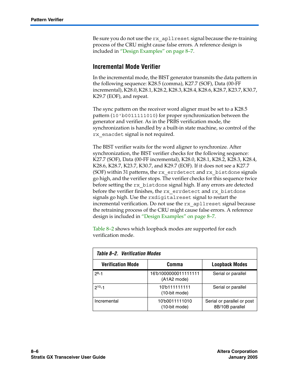 Incremental mode verifier | Altera Stratix GX Transceiver User Manual | Page 210 / 318