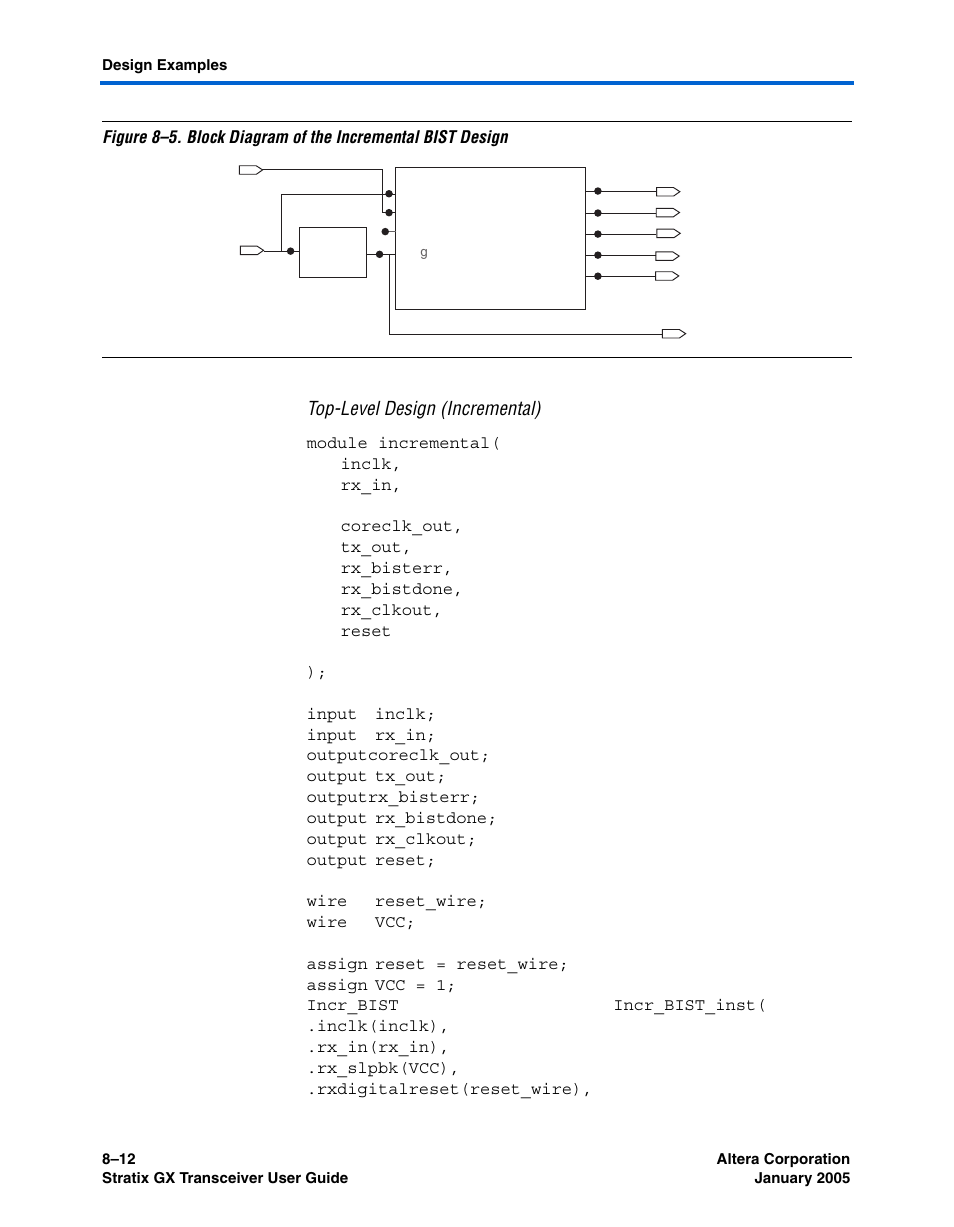 Top-level design (incremental), Figure 8–5, Shows | Altera Stratix GX Transceiver User Manual | Page 216 / 318