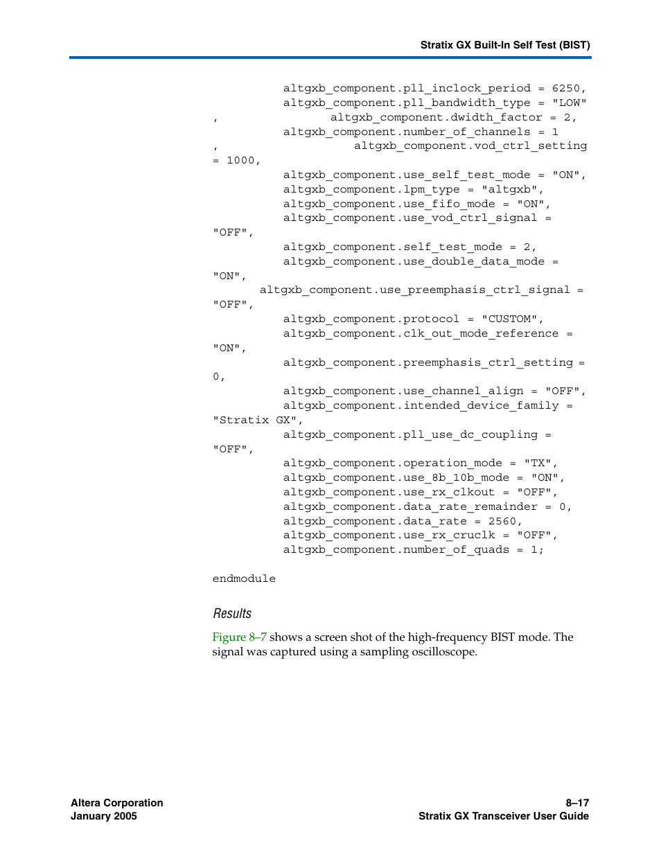 Results | Altera Stratix GX Transceiver User Manual | Page 221 / 318