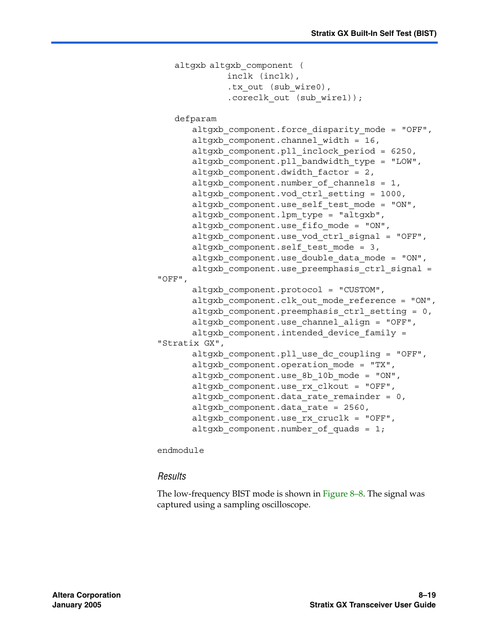 Results | Altera Stratix GX Transceiver User Manual | Page 223 / 318