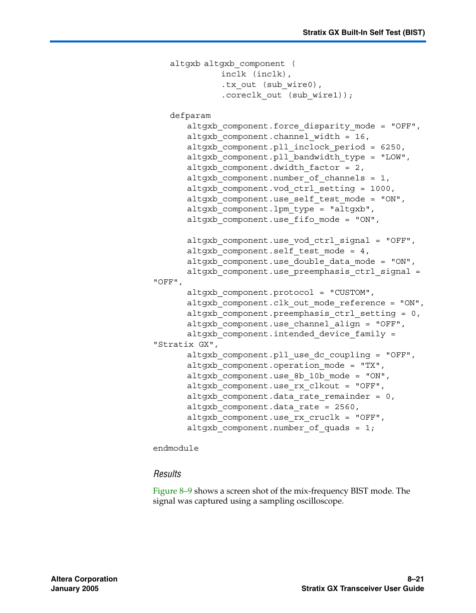 Results | Altera Stratix GX Transceiver User Manual | Page 225 / 318