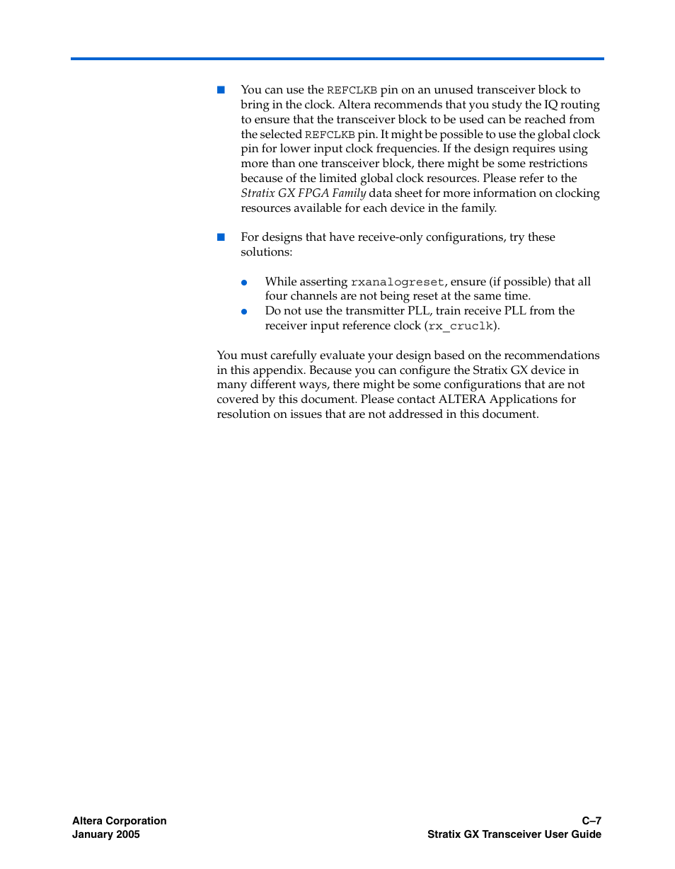 Altera Stratix GX Transceiver User Manual | Page 317 / 318