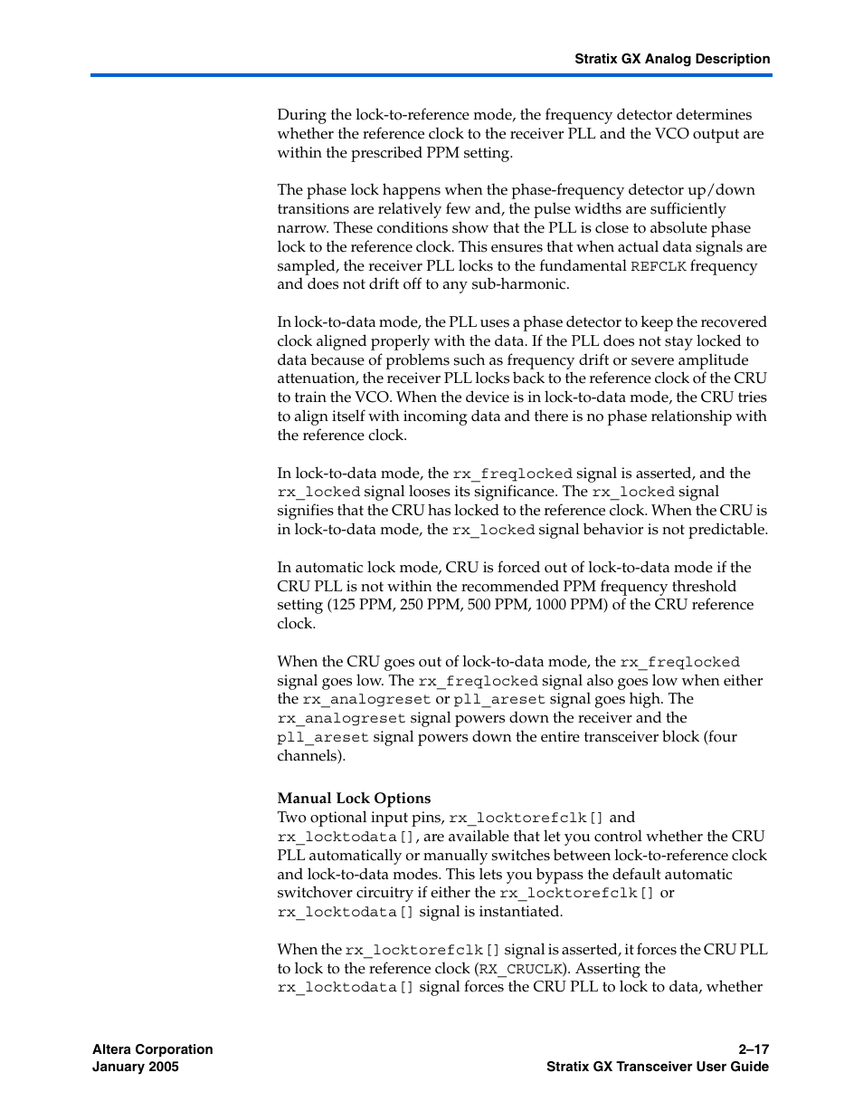 Altera Stratix GX Transceiver User Manual | Page 35 / 318