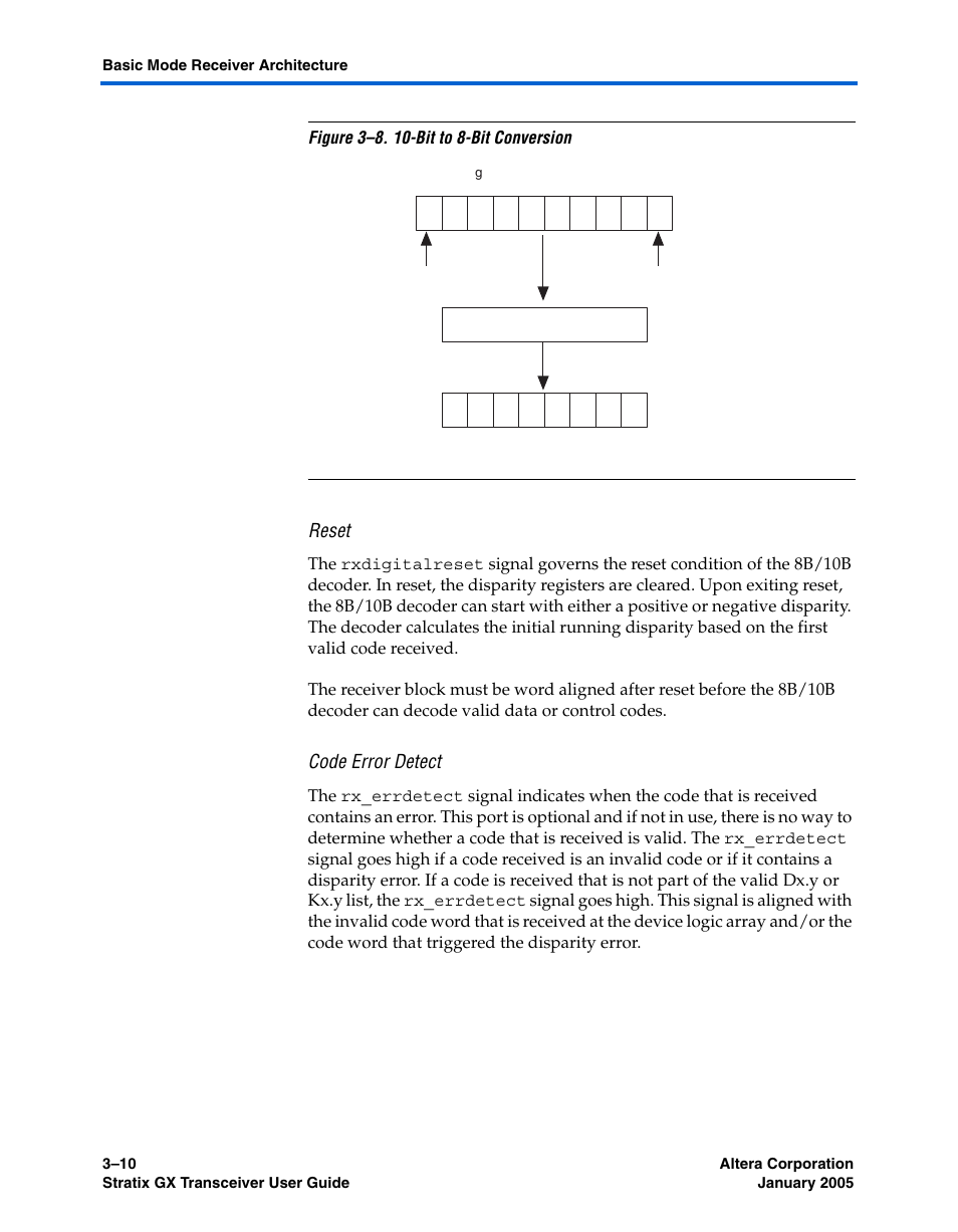 Reset, Code error detect | Altera Stratix GX Transceiver User Manual | Page 56 / 318