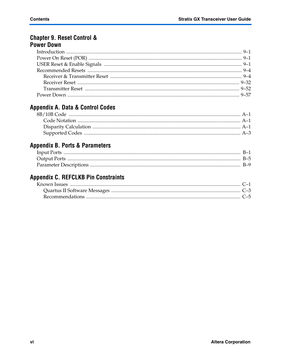 Altera Stratix GX Transceiver User Manual | Page 6 / 318