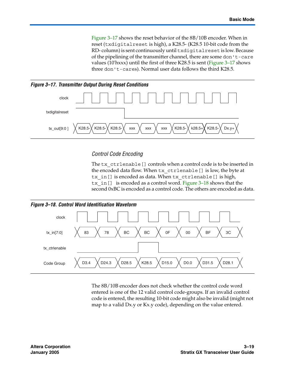 Control code encoding | Altera Stratix GX Transceiver User Manual | Page 65 / 318