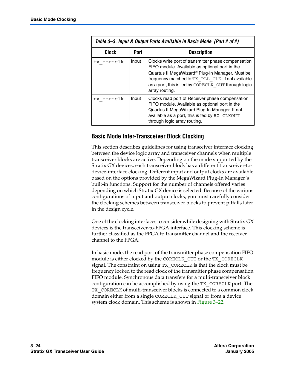 Basic mode inter-transceiver block clocking | Altera Stratix GX Transceiver User Manual | Page 70 / 318