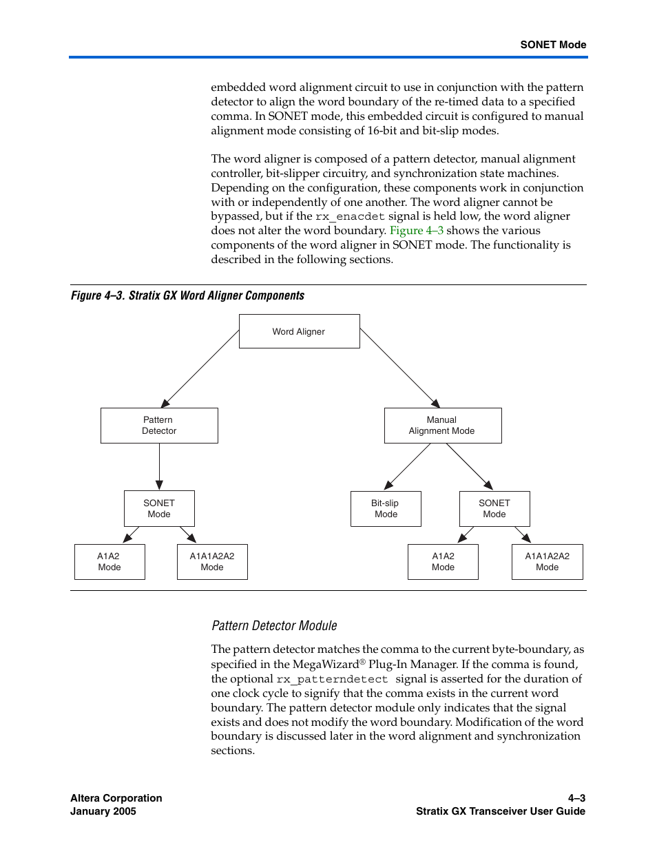 Pattern detector module | Altera Stratix GX Transceiver User Manual | Page 85 / 318