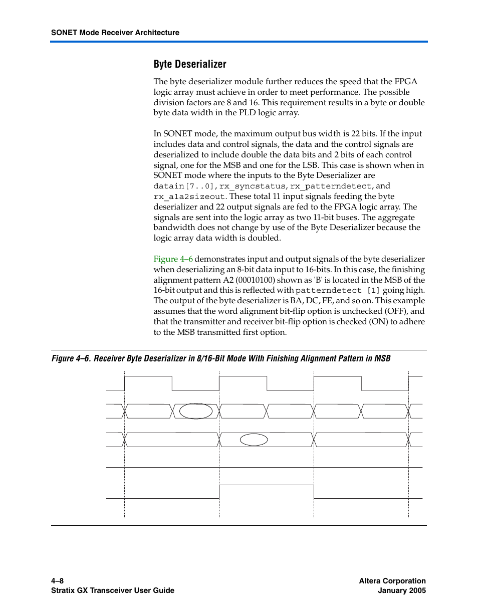 Byte deserializer | Altera Stratix GX Transceiver User Manual | Page 90 / 318