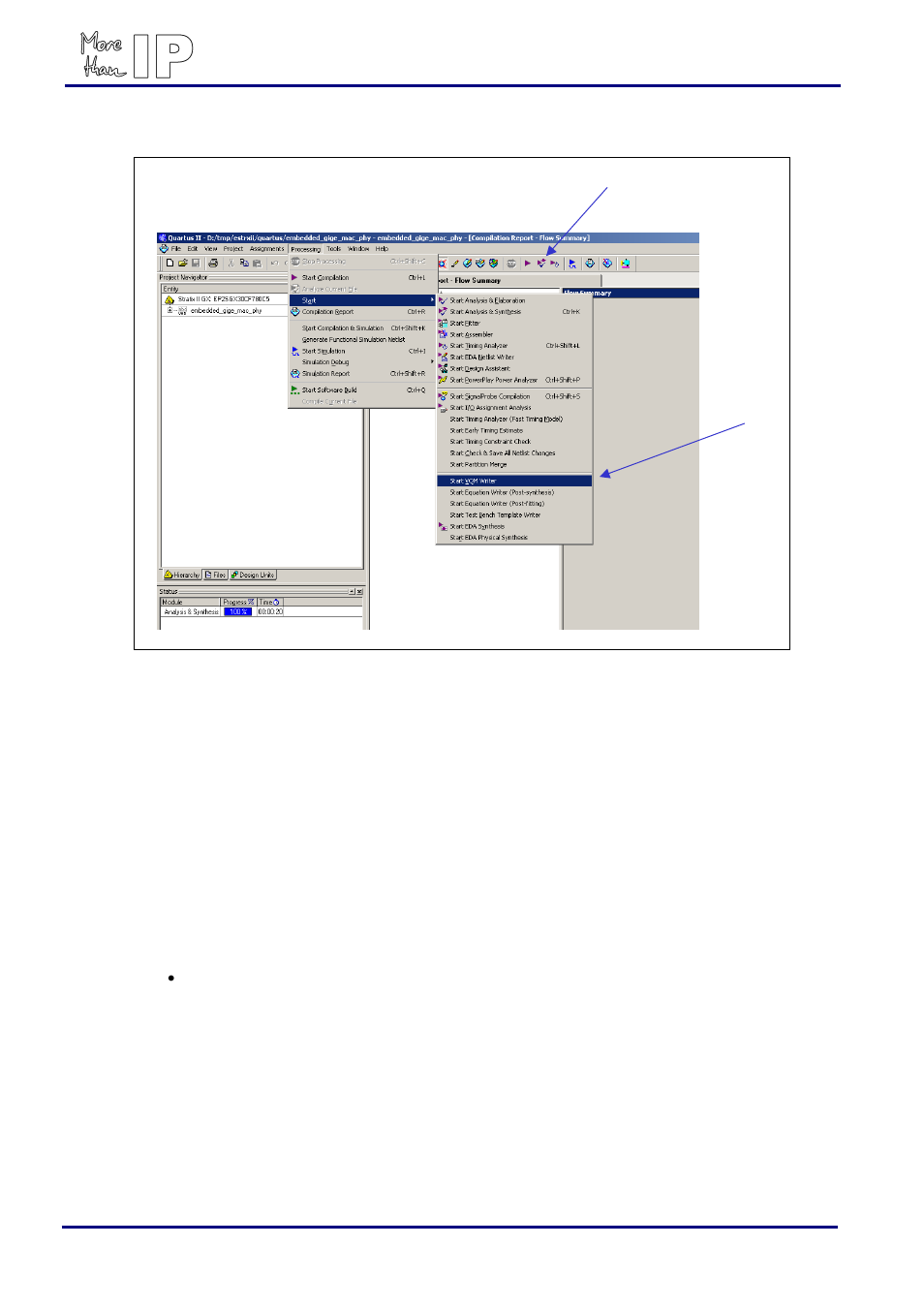 9 full timing gate level simulation, Iming, Evel | Imulation, Figure 6: vqm netlist generation, Stratix ii gx embedded gigabit ethernet mac / phy | Altera Stratix II GX Embedded Gigabit Ethernet MAC/PHY User Manual | Page 17 / 18
