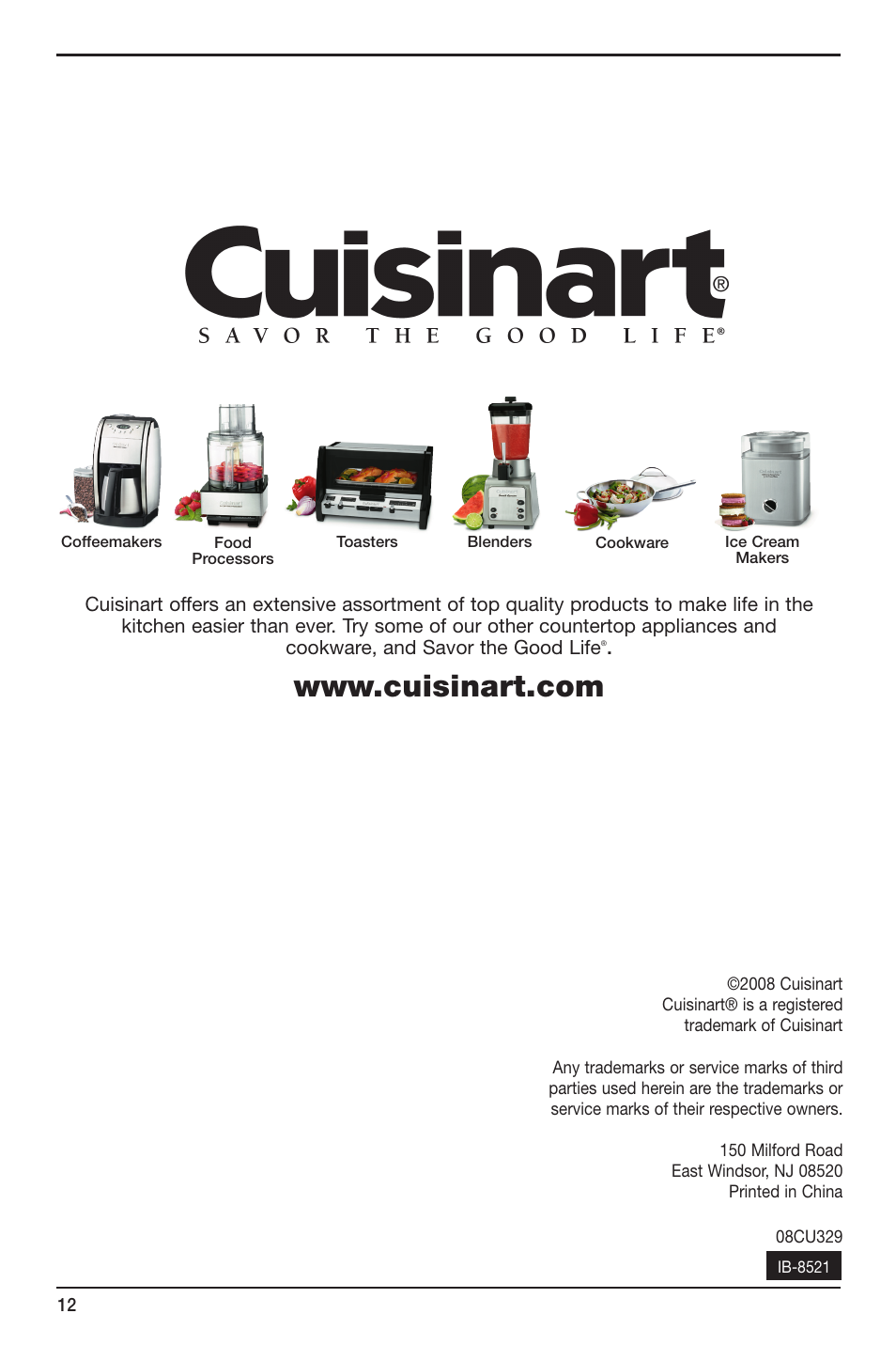 Cuisinart BREW CENTRAL DCC-2700 User Manual | Page 12 / 12