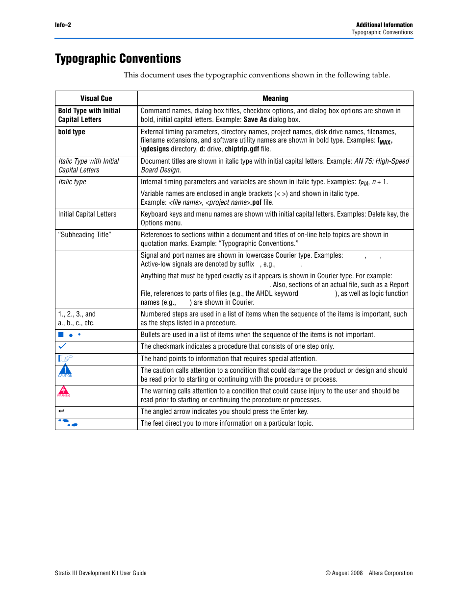 Typographic conventions | Altera Stratix III User Manual | Page 34 / 34