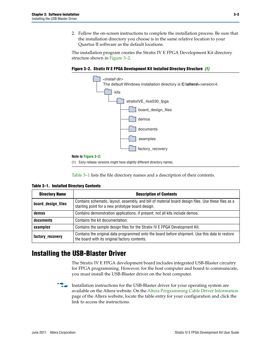 Installing the usb-blaster driver, Installing the usb-blaster driver –3 | Altera Stratix IV E FPGA User Manual | Page 15 / 58