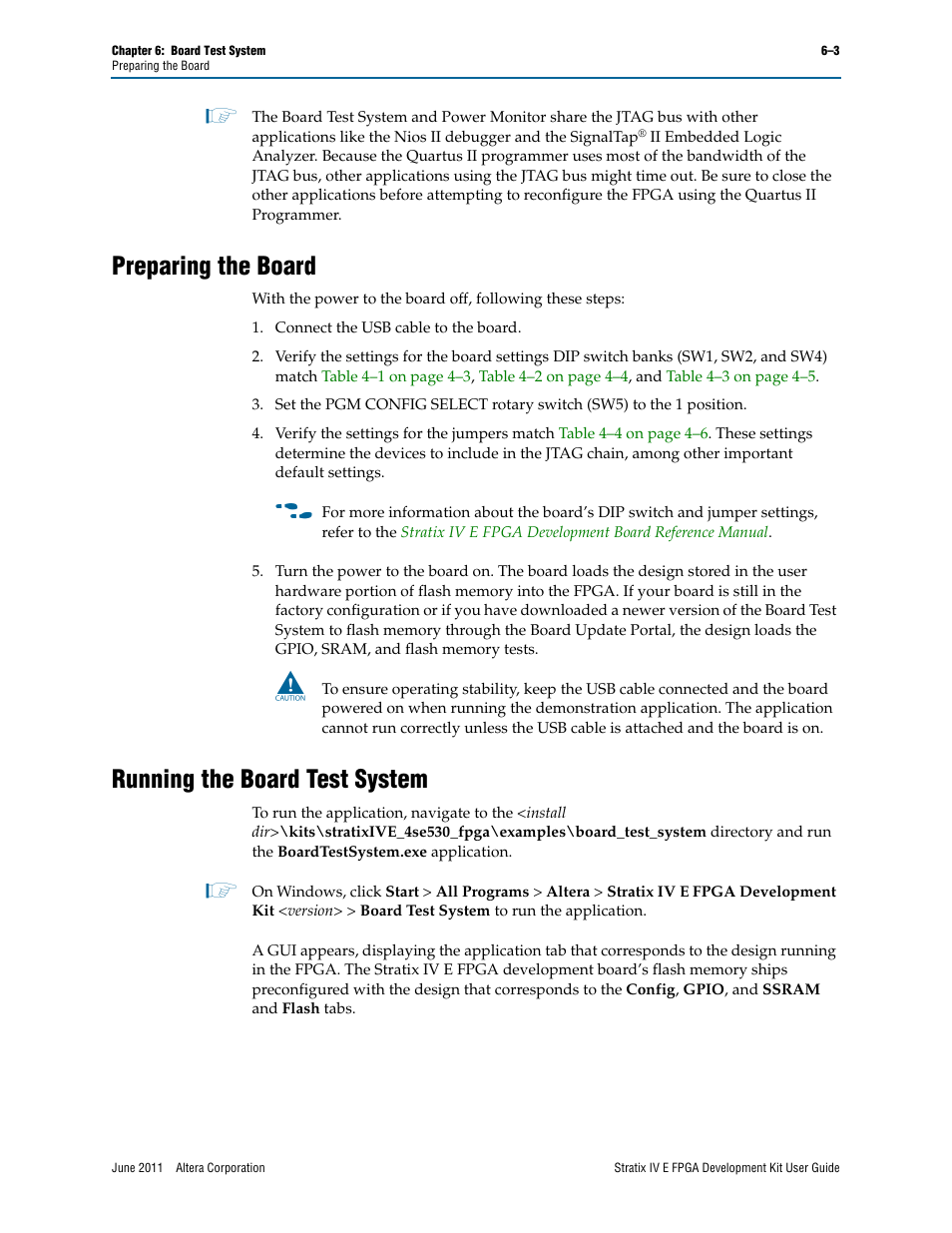 Preparing the board, Running the board test system | Altera Stratix IV E FPGA User Manual | Page 29 / 58