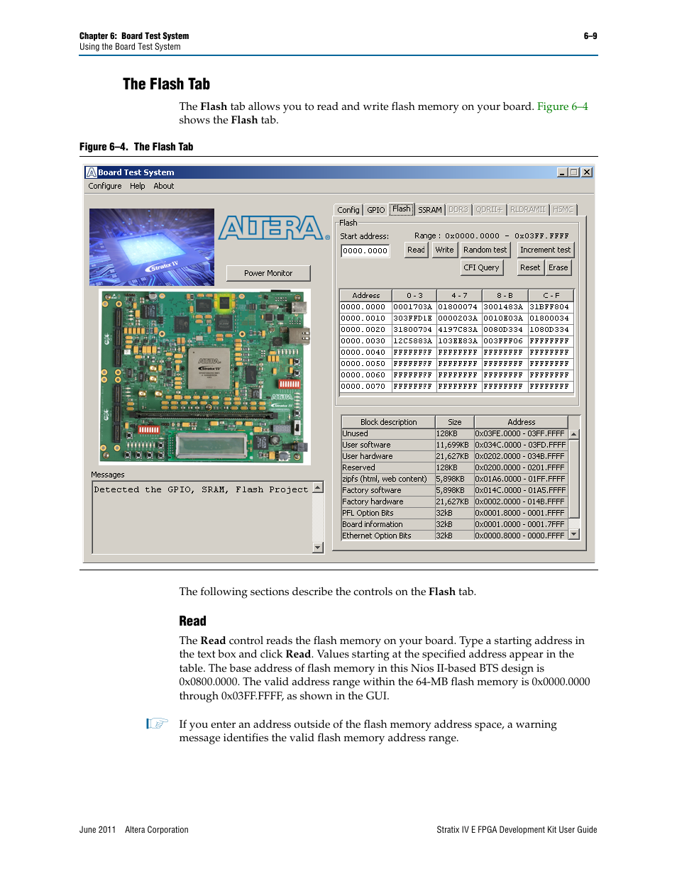 The flash tab, The flash tab –9, Read –9 | Read | Altera Stratix IV E FPGA User Manual | Page 35 / 58