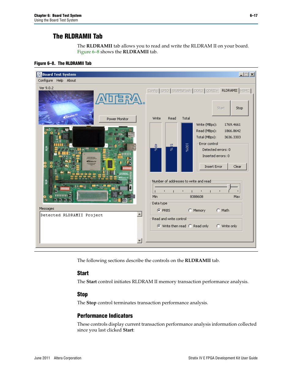 The rldramii tab, The rldramii tab –17, Start –17 stop –17 performance indicators –17 | Altera Stratix IV E FPGA User Manual | Page 43 / 58