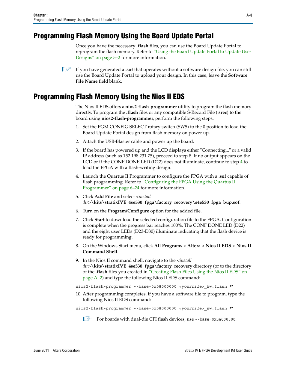 Programming flash memory using the nios ii eds | Altera Stratix IV E FPGA User Manual | Page 53 / 58