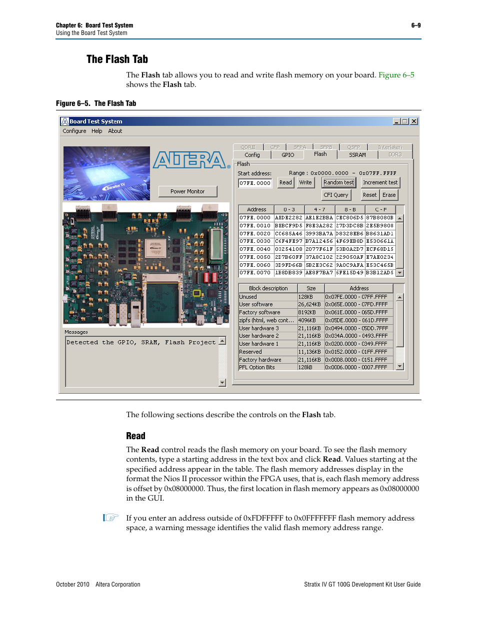 The flash tab, The flash tab –9, Read –9 | Read | Altera Stratix IV GT 100G User Manual | Page 31 / 64