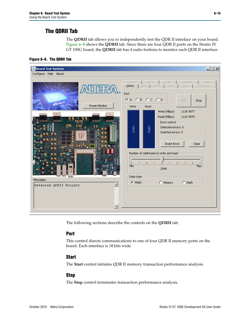The qdrii tab, The qdrii tab –15, Port –15 start –15 stop –15 | Altera Stratix IV GT 100G User Manual | Page 37 / 64