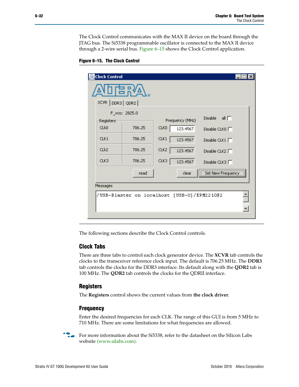 Clock tabs –32 registers –32 frequency –32, Clock tabs, Registers | Frequency | Altera Stratix IV GT 100G User Manual | Page 54 / 64