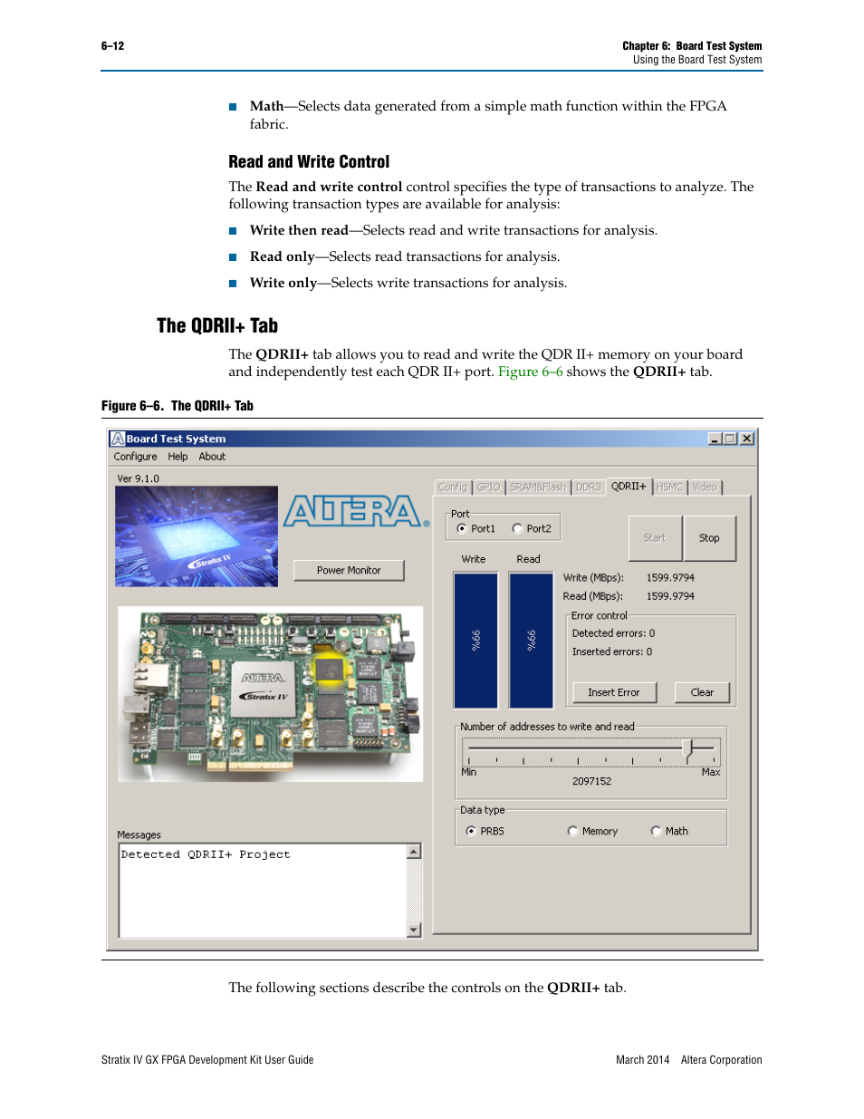 The qdrii+ tab, Read and write control | Altera Stratix IV GX FPGA User Manual | Page 36 / 58