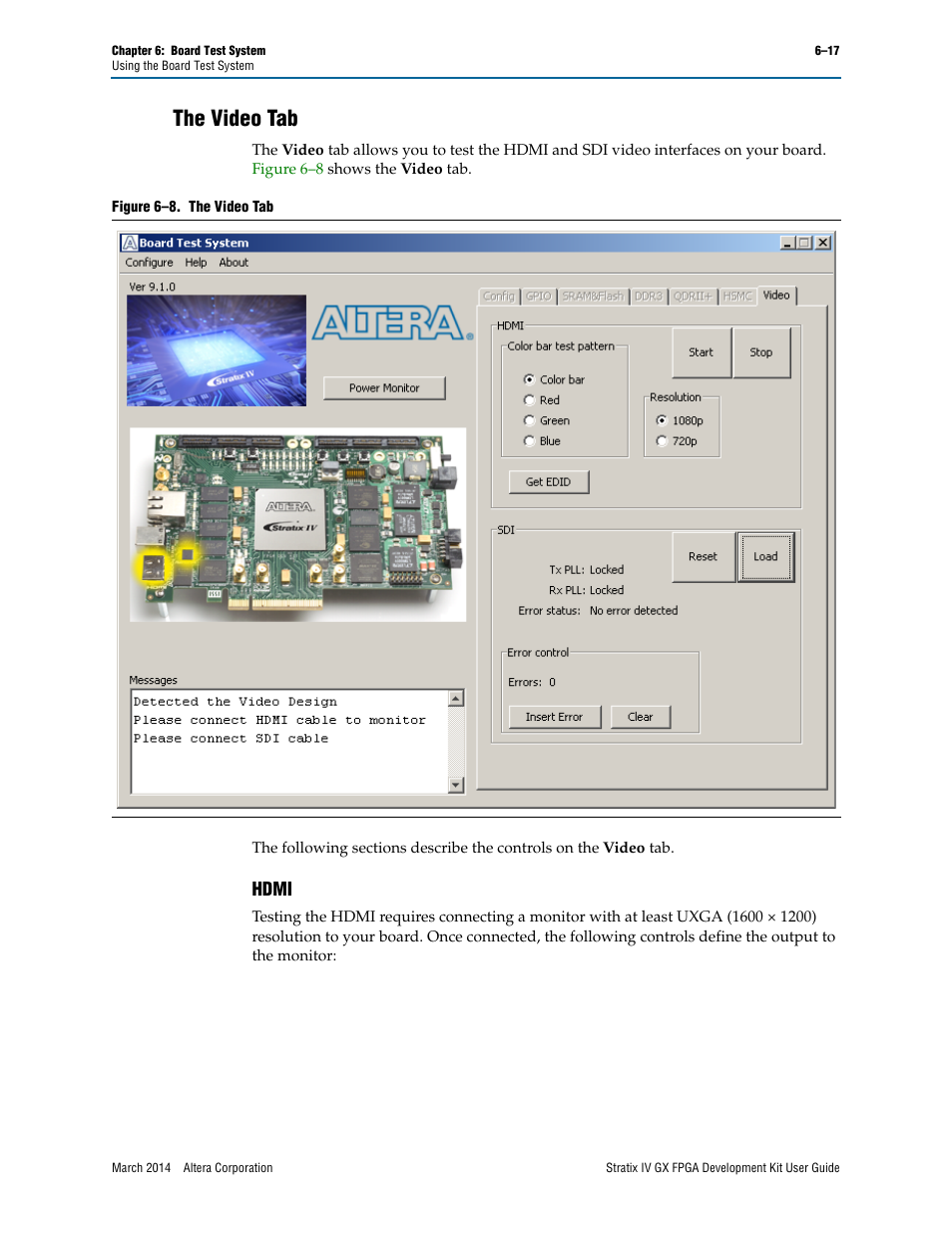 The video tab, Hdmi | Altera Stratix IV GX FPGA User Manual | Page 41 / 58