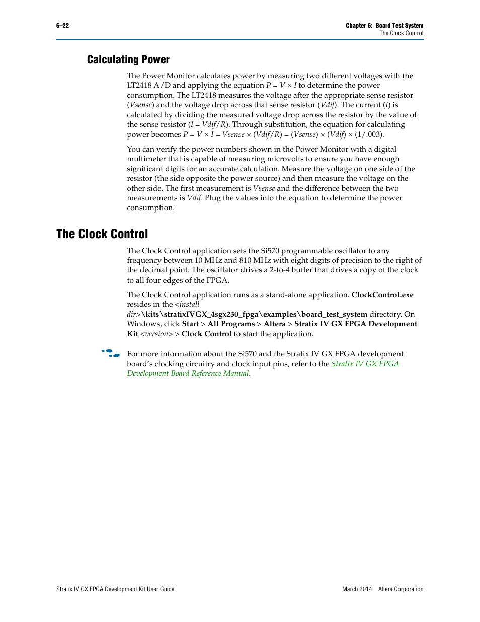 Calculating power, The clock control | Altera Stratix IV GX FPGA User Manual | Page 46 / 58
