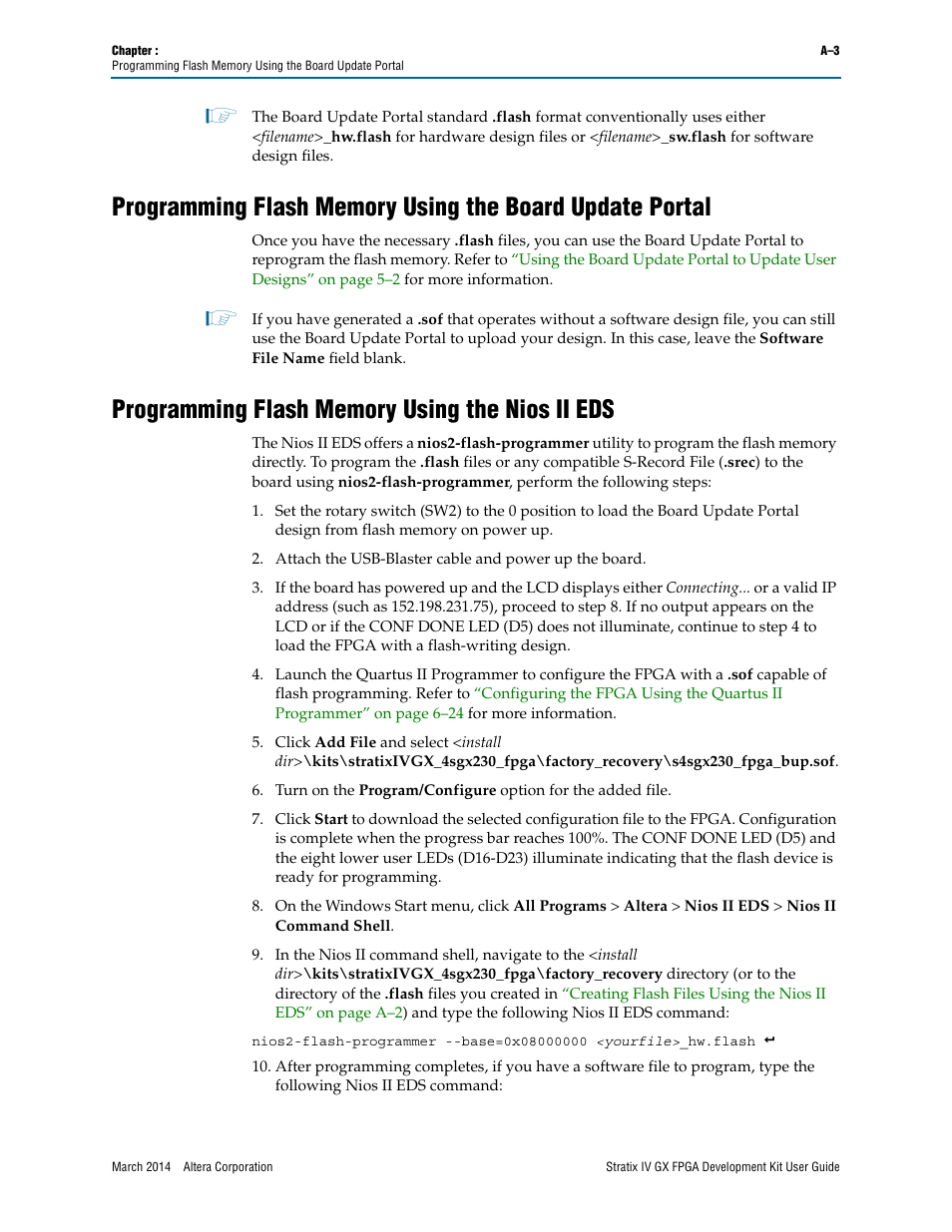 Programming flash memory using the nios ii eds | Altera Stratix IV GX FPGA User Manual | Page 51 / 58