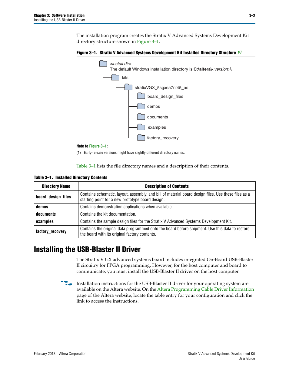 Installing the usb-blaster ii driver, Installing the usb-blaster ii driver –3 | Altera Stratix V Advanced Systems User Manual | Page 11 / 42