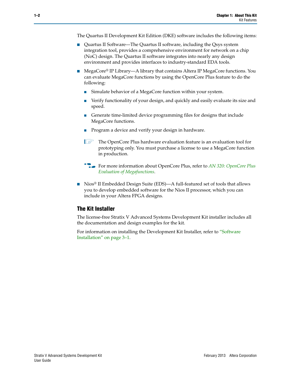 The kit installer, The kit installer –2 | Altera Stratix V Advanced Systems User Manual | Page 6 / 42
