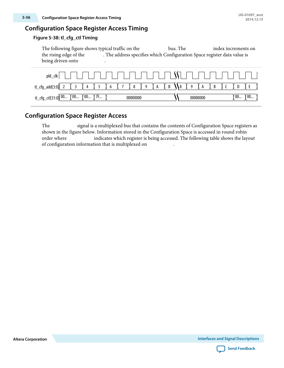 Configuration space register access timing, Configuration space register access | Altera Stratix V Avalon-ST User Manual | Page 108 / 293