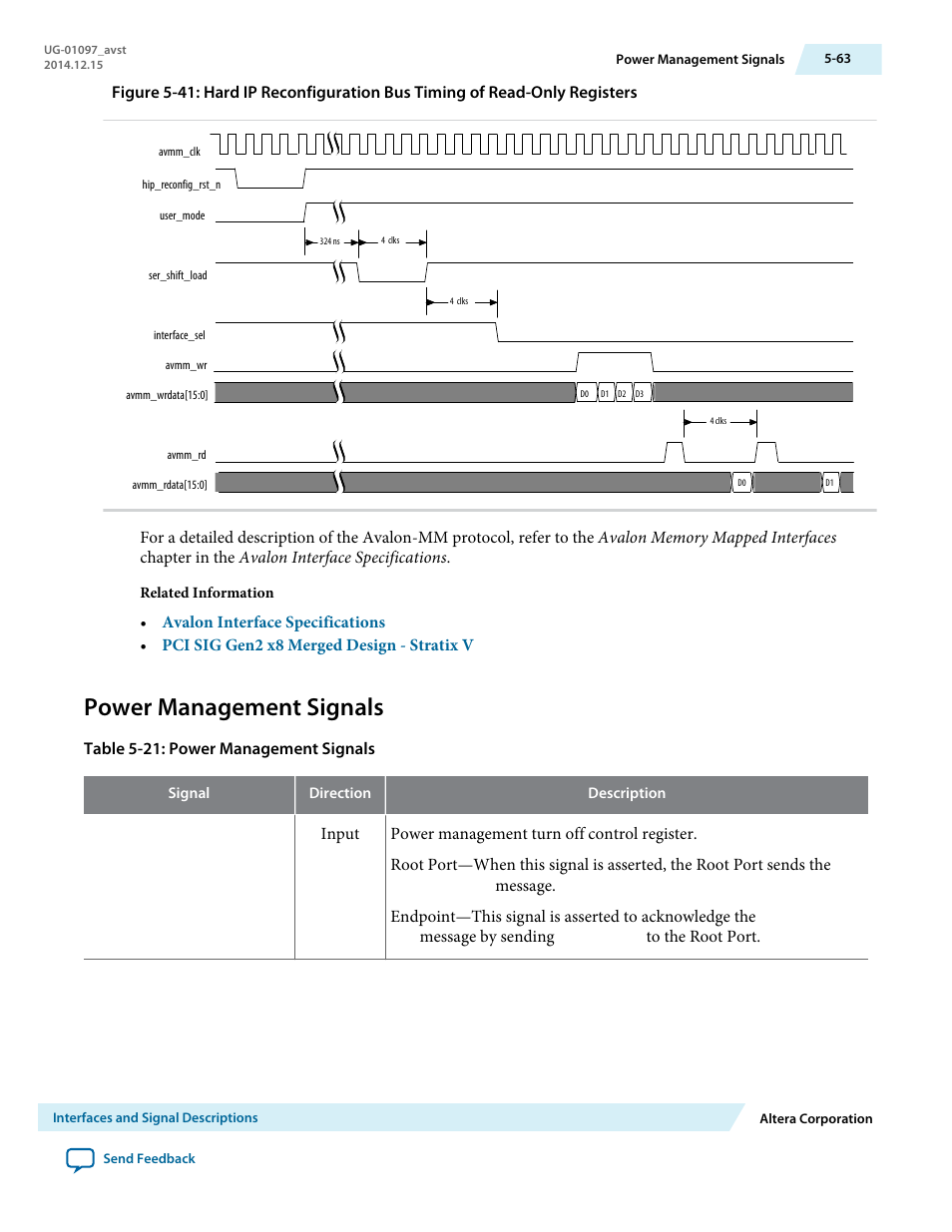 Power management signals | Altera Stratix V Avalon-ST User Manual | Page 115 / 293