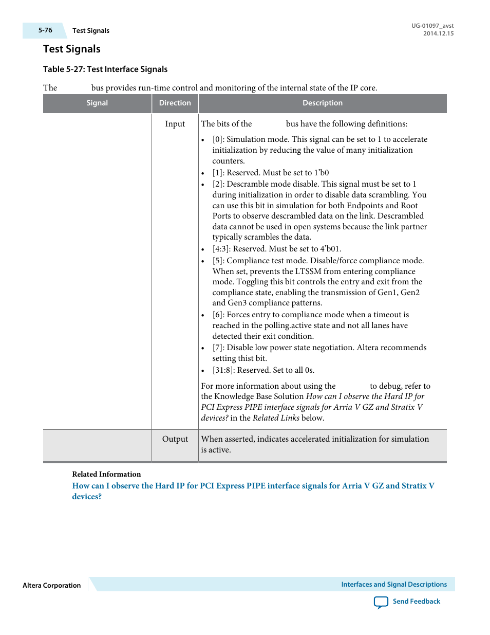 Test signals | Altera Stratix V Avalon-ST User Manual | Page 128 / 293