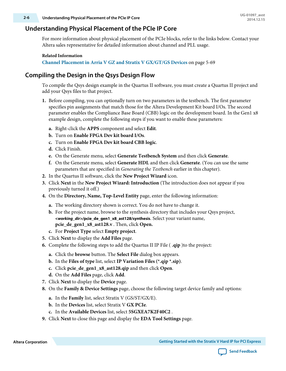 Compiling the design in the qsys design flow | Altera Stratix V Avalon-ST User Manual | Page 20 / 293