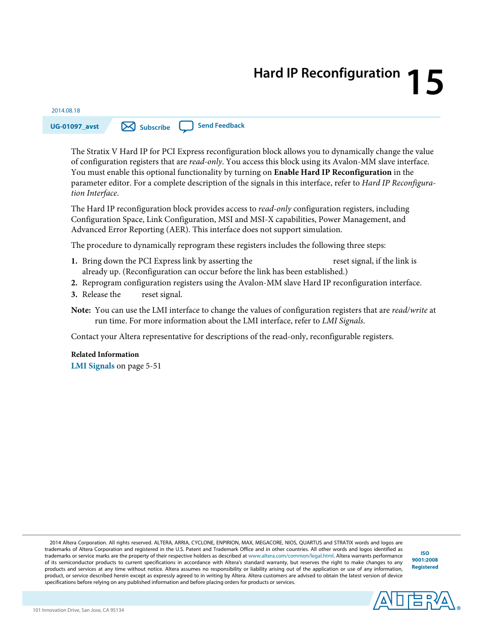 Hard ip reconfiguration | Altera Stratix V Avalon-ST User Manual | Page 207 / 293