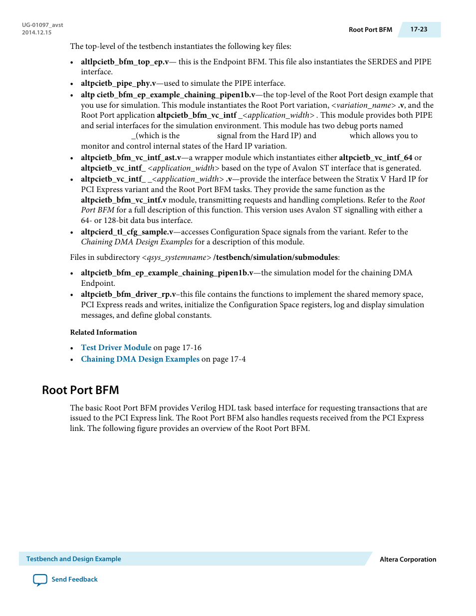 Root port bfm | Altera Stratix V Avalon-ST User Manual | Page 234 / 293