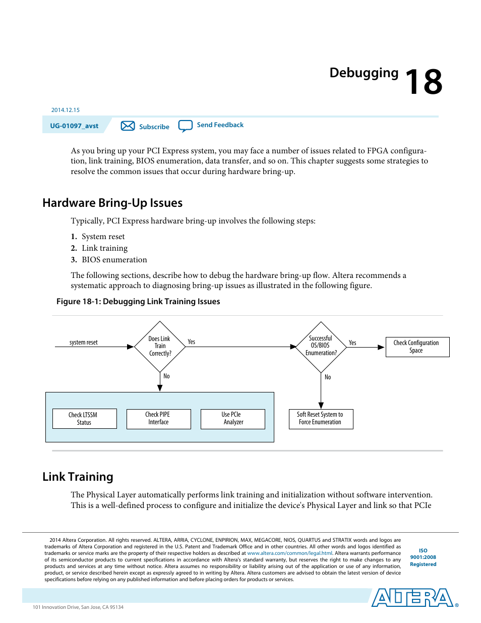 Debugging, Hardware bring-up issues, Link training | Altera Stratix V Avalon-ST User Manual | Page 270 / 293