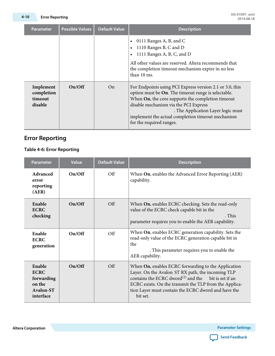Error reporting | Altera Stratix V Avalon-ST User Manual | Page 47 / 293