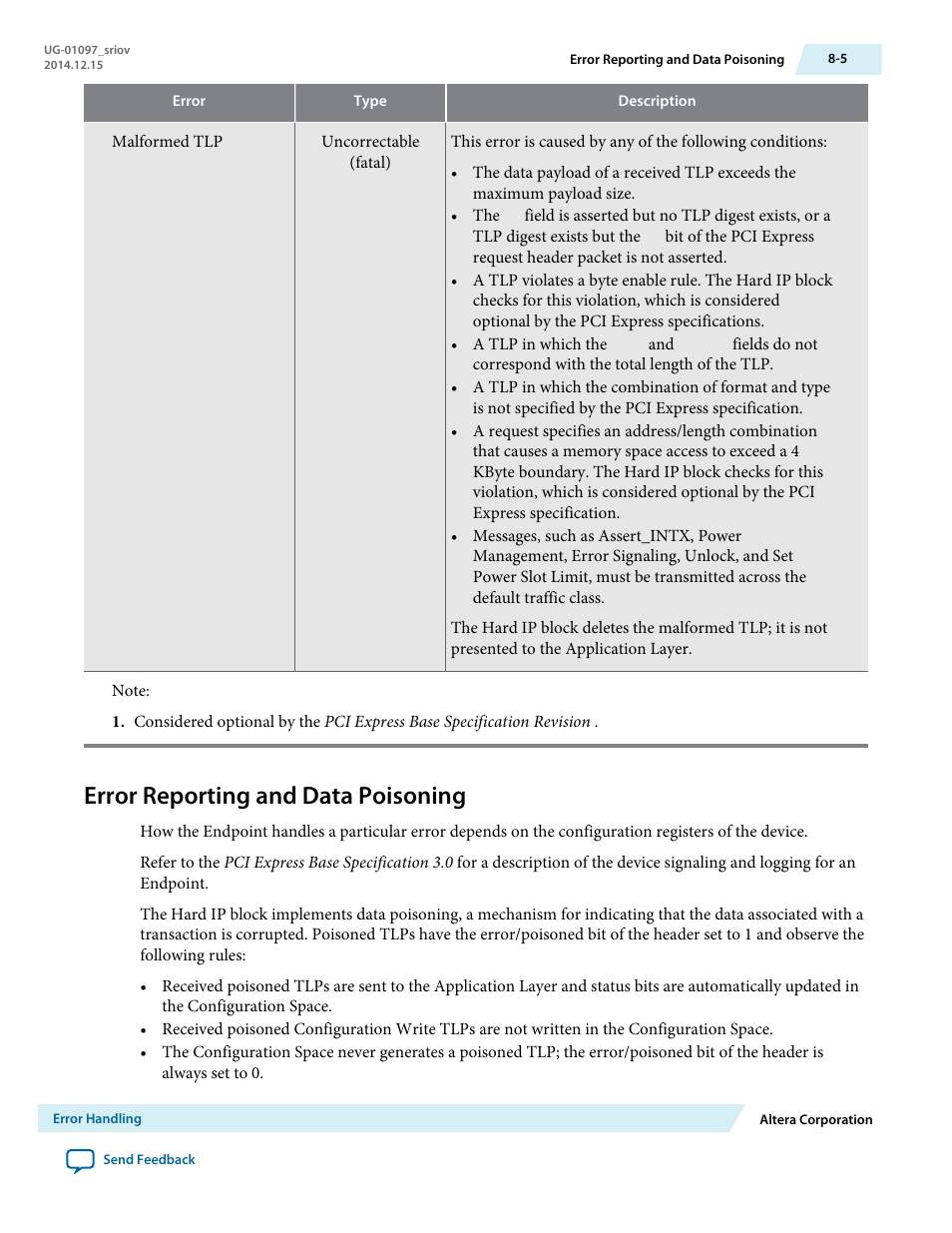 Error reporting and data poisoning | Altera Stratix V Avalon-ST User Manual | Page 122 / 158