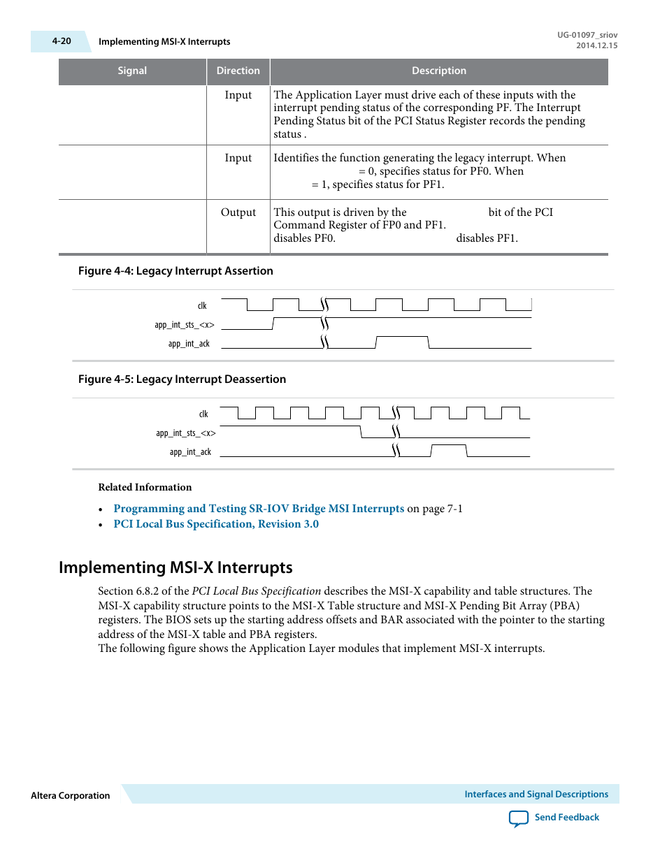 Implementing msi-x interrupts | Altera Stratix V Avalon-ST User Manual | Page 55 / 158