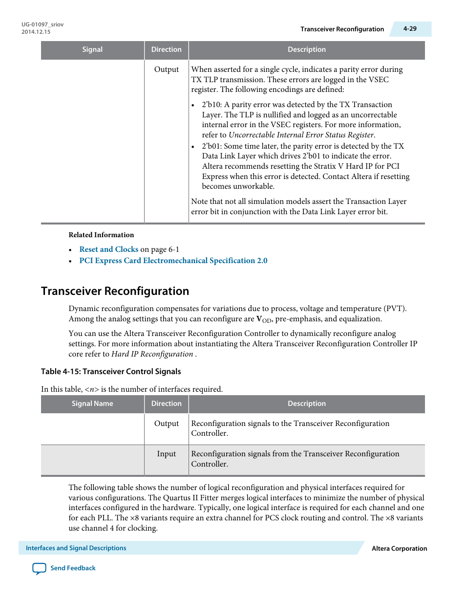 Transceiver reconfiguration | Altera Stratix V Avalon-ST User Manual | Page 64 / 158