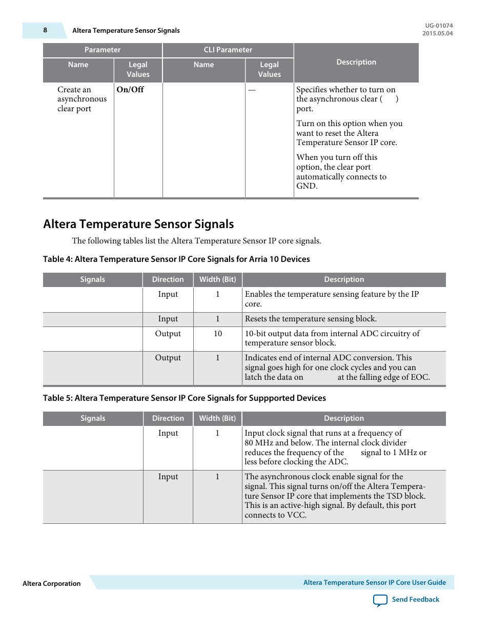 Altera temperature sensor signals | Altera Temperature Sensor User Manual | Page 8 / 11