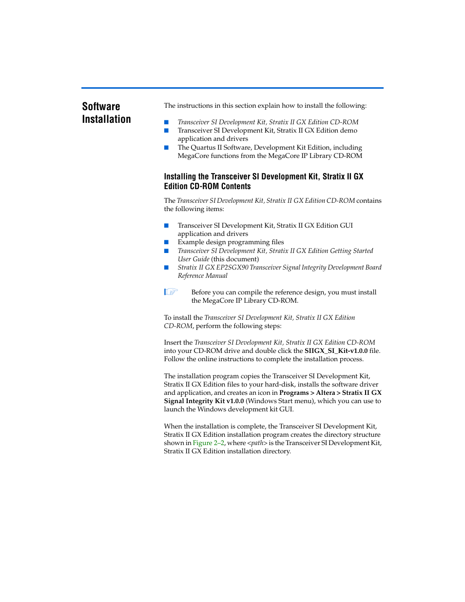 Software installation, Software installation -4 | Altera Transceiver SI User Manual | Page 13 / 38