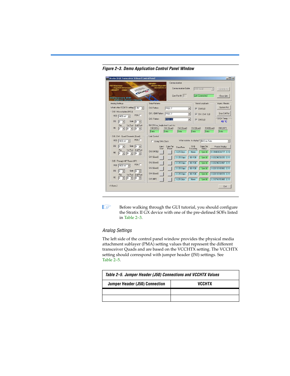 Analog settings, Analog settings -12 | Altera Transceiver SI User Manual | Page 20 / 38