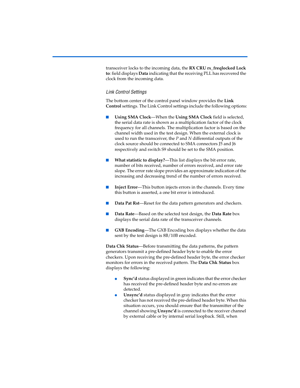 Link control settings, Link control settings -15 | Altera Transceiver SI User Manual | Page 24 / 38